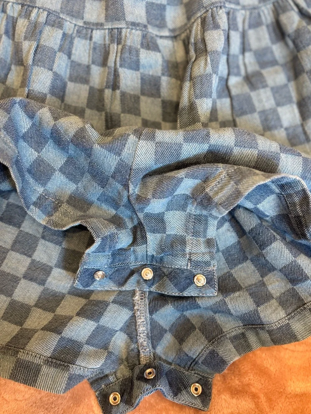 Old Navy Oversized Sleeveless Chambray Denim Checker Romper Toddler Girl 2T NWOT